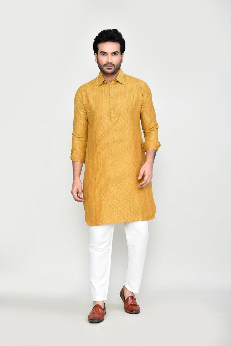 POLY2FAB Hathkargha Men's Traditional Kurta Pajama Set - Solid Pattern Ethnic Wear with Full Sleeves & Buttoned Neck - Image 4